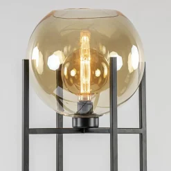Sale Straluma Vloerlamp zwart + amber glazen bol