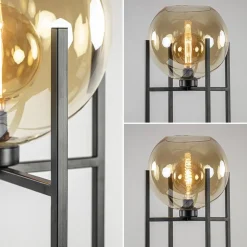 Sale Straluma Vloerlamp zwart + amber glazen bol