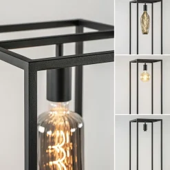 Cheap Straluma Vloerlamp zwart frame met houten plank