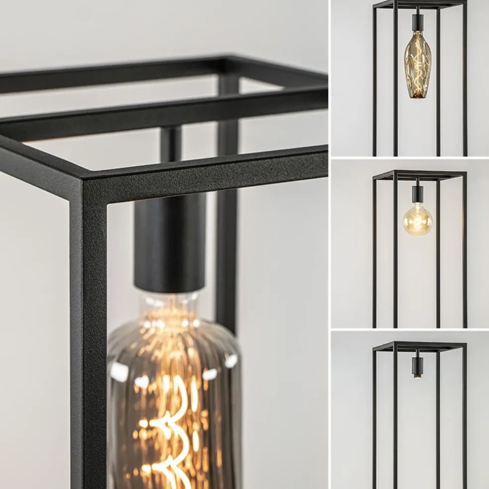 Cheap Straluma Vloerlamp zwart frame met houten plank