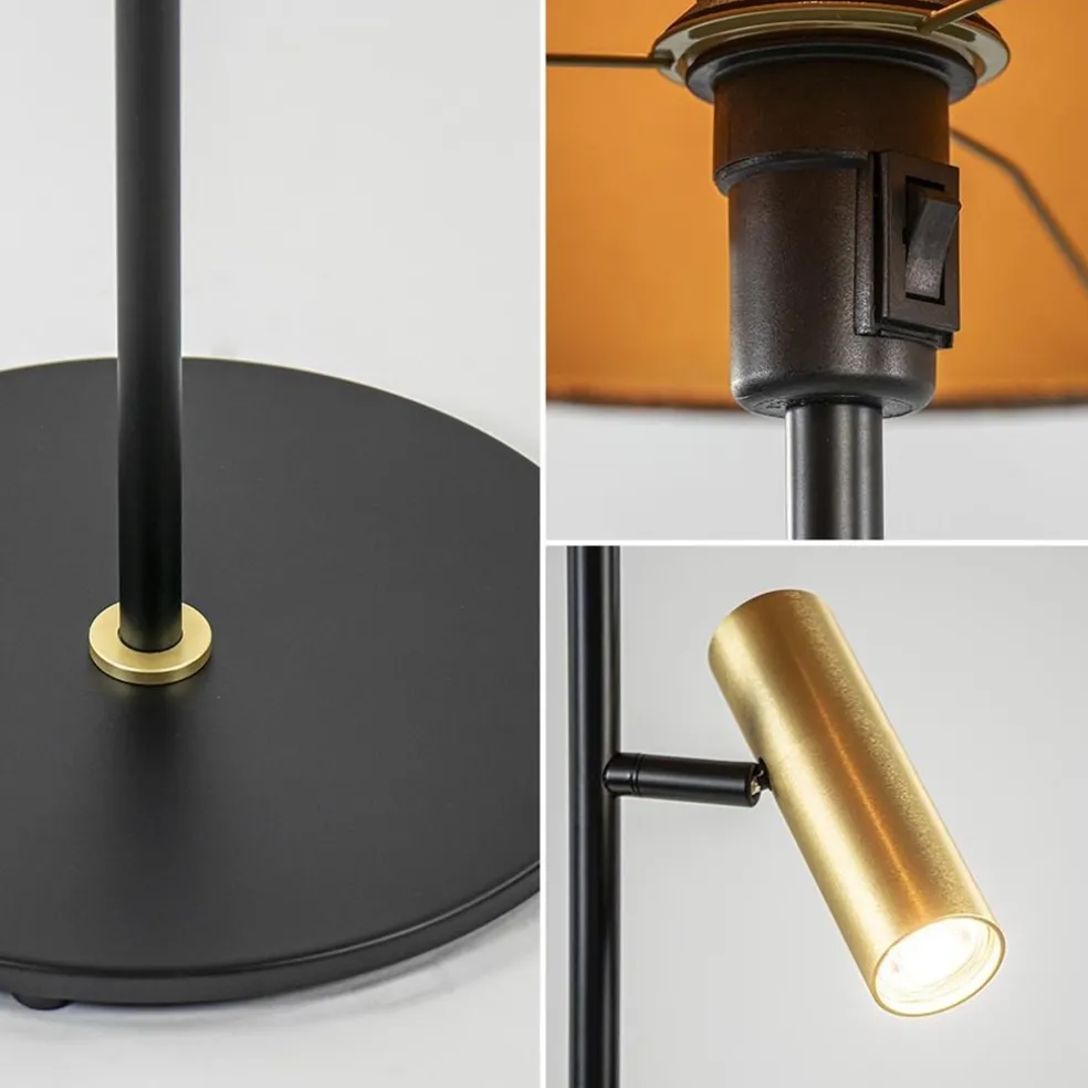 Cheap Straluma Vloerlamp zwart/goud met kap brons/goud