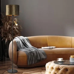 Cheap Straluma Vloerlamp zwart/goud met kap brons/goud
