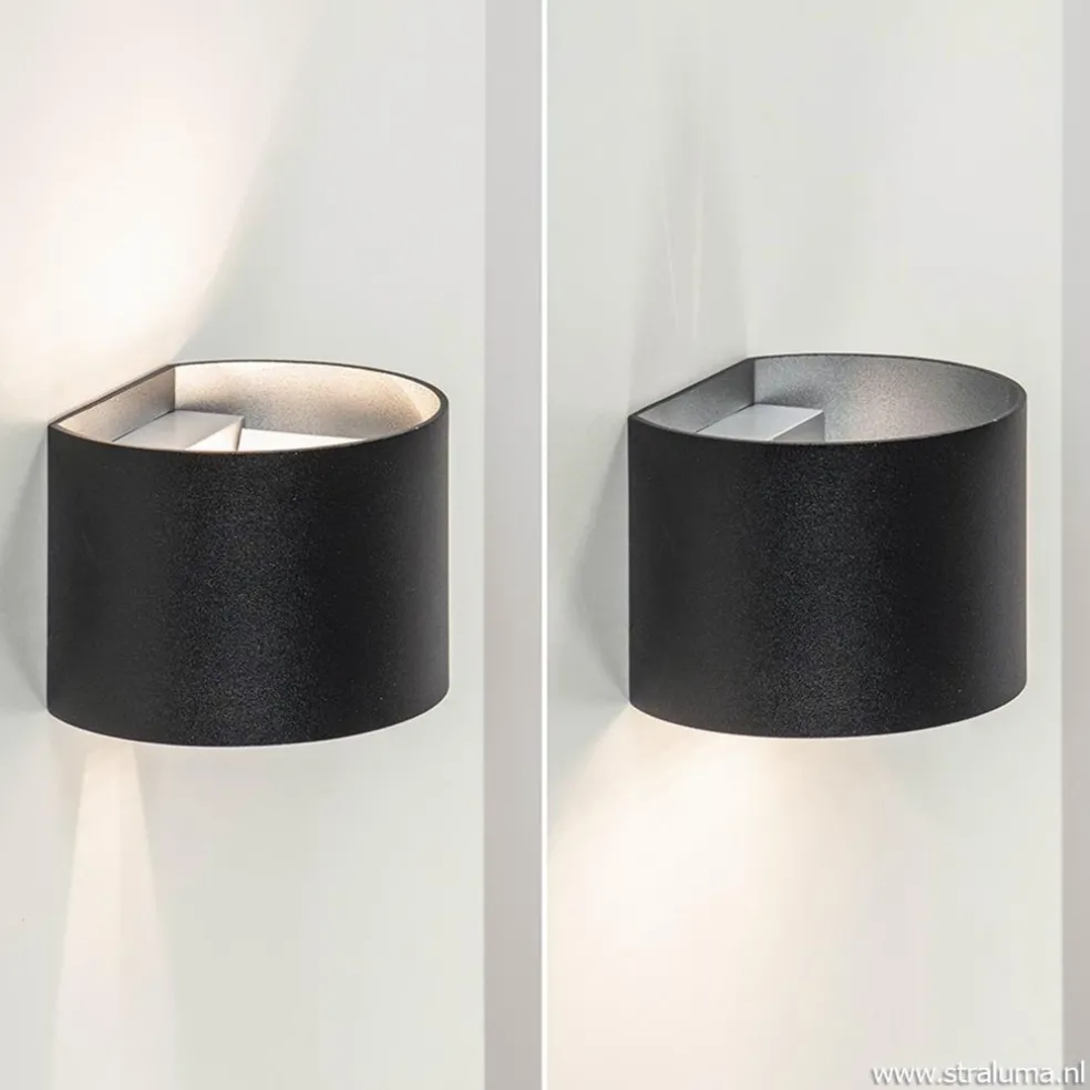 Online Straluma Wandlamp afgerond zwart/grijs stelklep g9