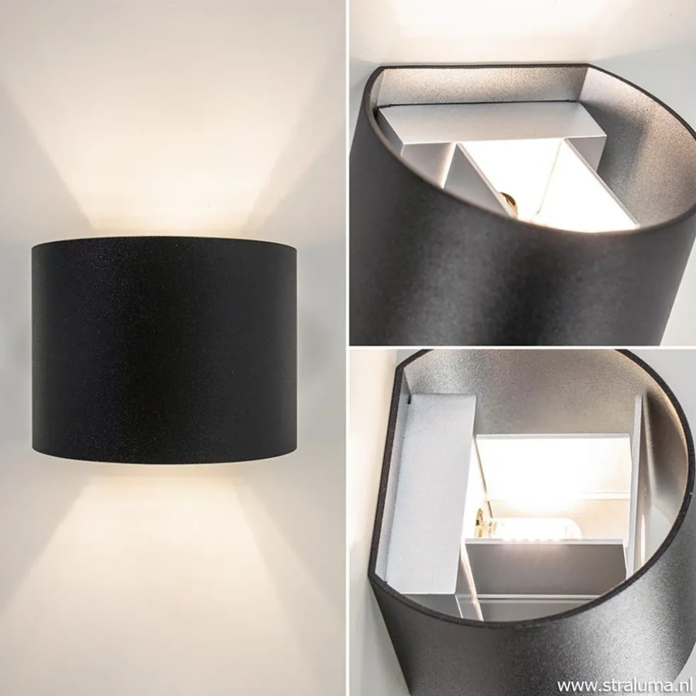 Online Straluma Wandlamp afgerond zwart/grijs stelklep g9