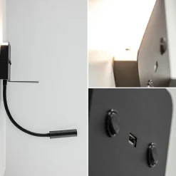 Cheap Straluma Wandlamp bed zwart flex + USB charger