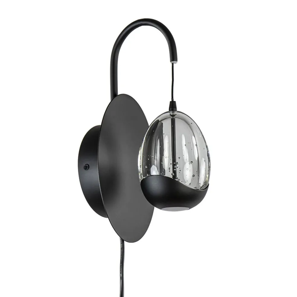 Shop Straluma Wandlamp Black Egg zwart/helder glas
