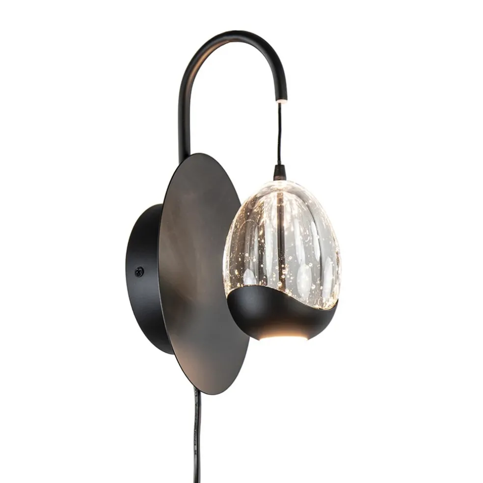 Shop Straluma Wandlamp Black Egg zwart/helder glas