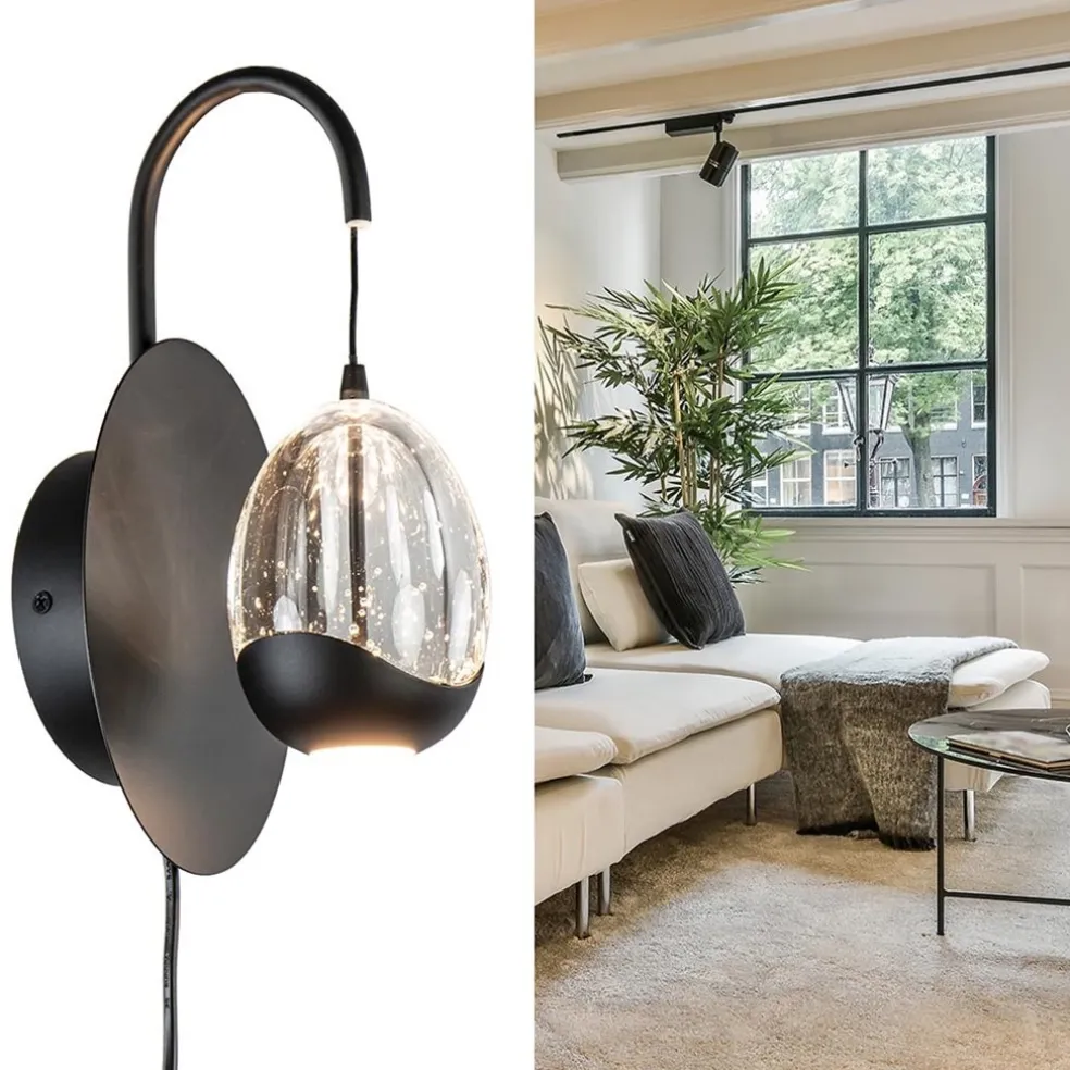Shop Straluma Wandlamp Black Egg zwart/helder glas