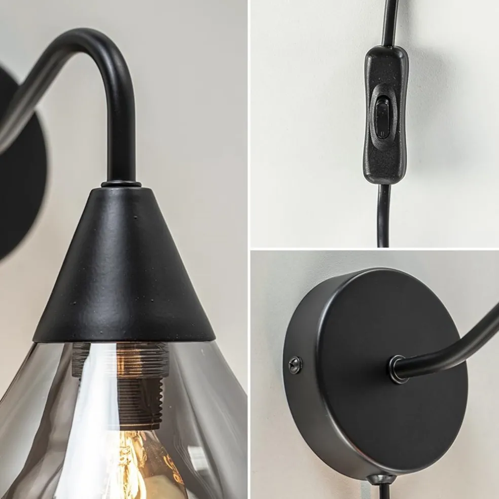 Best Straluma Wandlamp Cambio zwart + smoke glas