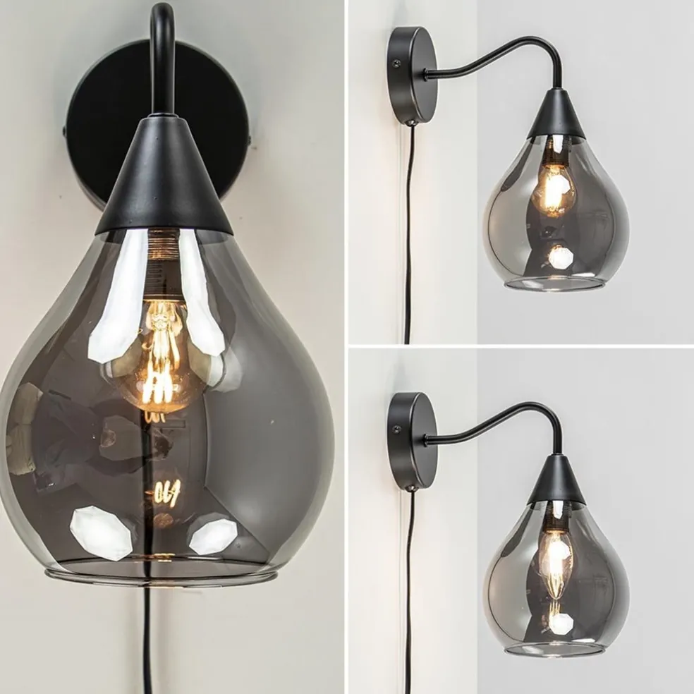 Best Straluma Wandlamp Cambio zwart + smoke glas