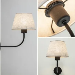New Straluma Wandlamp Chicago zwart/zandkleur kap