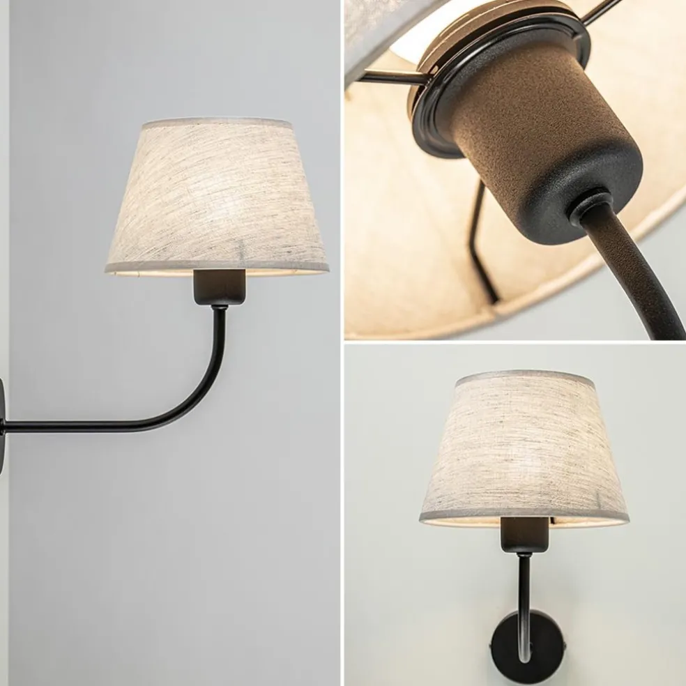 New Straluma Wandlamp Chicago zwart/zandkleur kap
