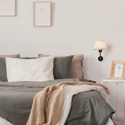New Straluma Wandlamp Chicago zwart/zandkleur kap