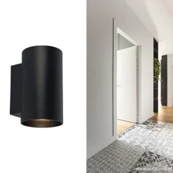 Clearance Straluma Wandlamp cilinder zwart up+down gu10