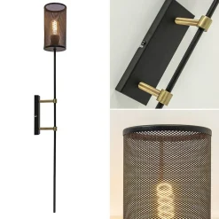 Clearance Straluma Wandlamp cilinder zwart/goud XL