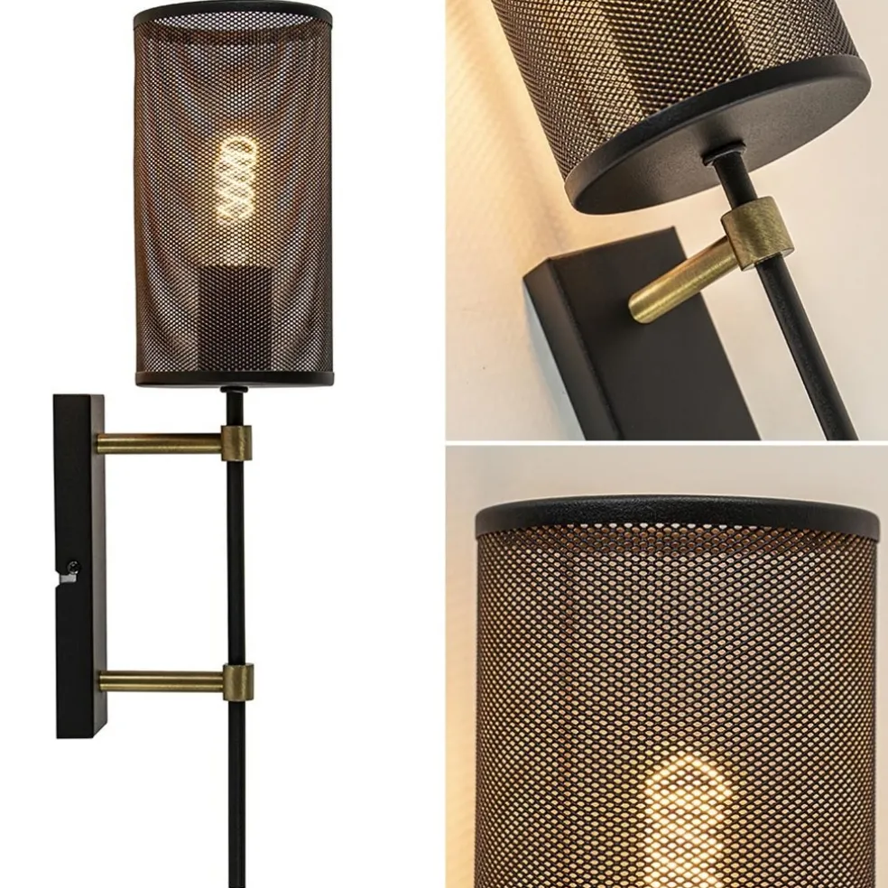 New Straluma Wandlamp cilinder zwart/goud S