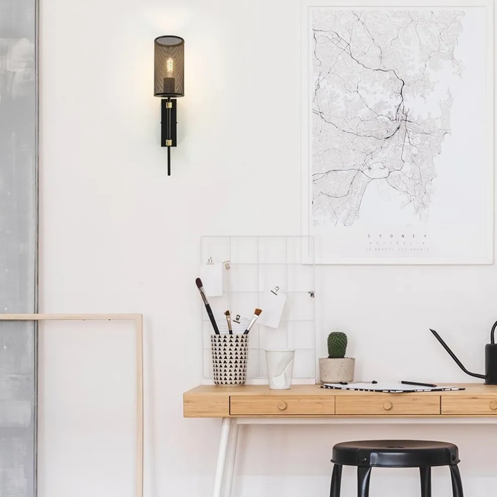New Straluma Wandlamp cilinder zwart/goud S