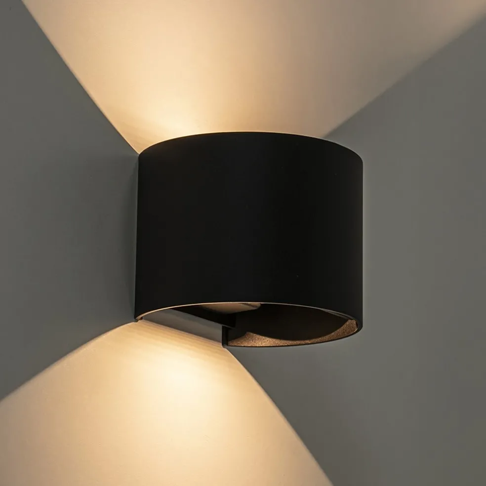 Best Sale Straluma Wandlamp Davos afgerond zwart IP54 2700k