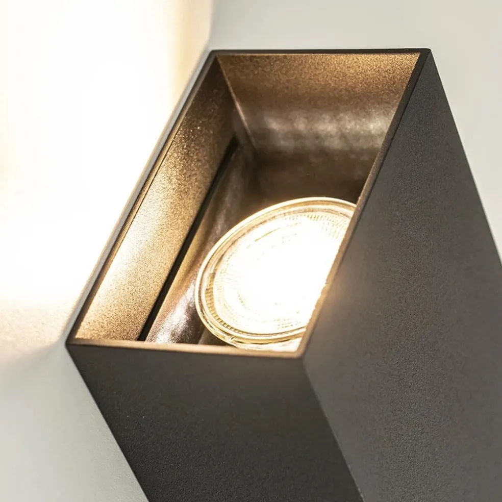 Clearance Straluma Wandlamp Eros rechthoek zwart 2xgu10