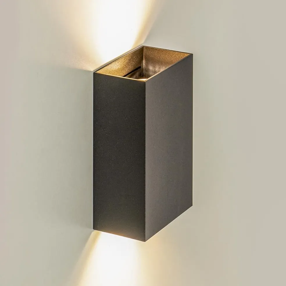 Clearance Straluma Wandlamp Eros rechthoek zwart 2xgu10
