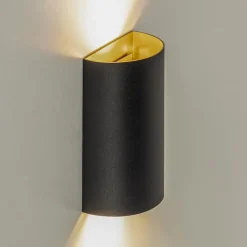 Hot Straluma Wandlamp Hera afgerond zwart/matgoud 2xgu10