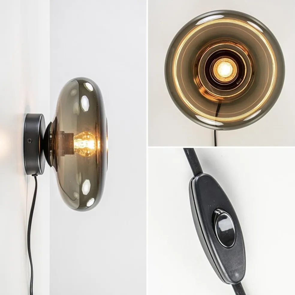 Cheap Straluma Wandlamp Hoseki zwart + smoke glas