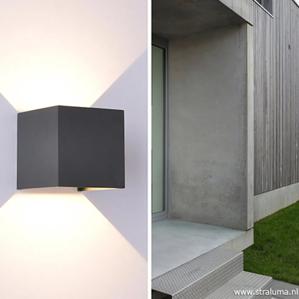 Online Straluma Wandlamp kubus buiten antraciet IP54