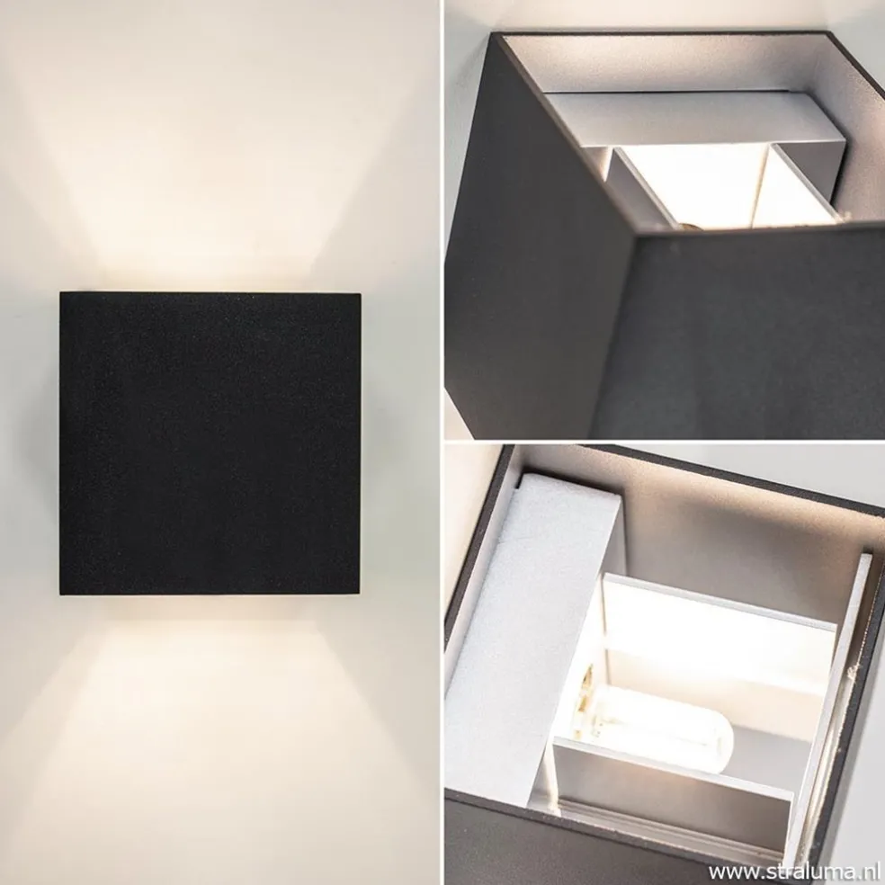 Cheap Straluma Wandlamp kubus verst. zwart/grijs ex.g9