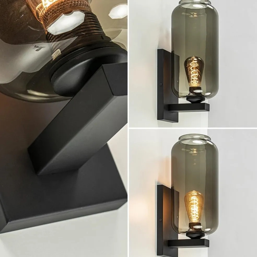 Online Straluma Wandlamp Lett zwart + smoke glas
