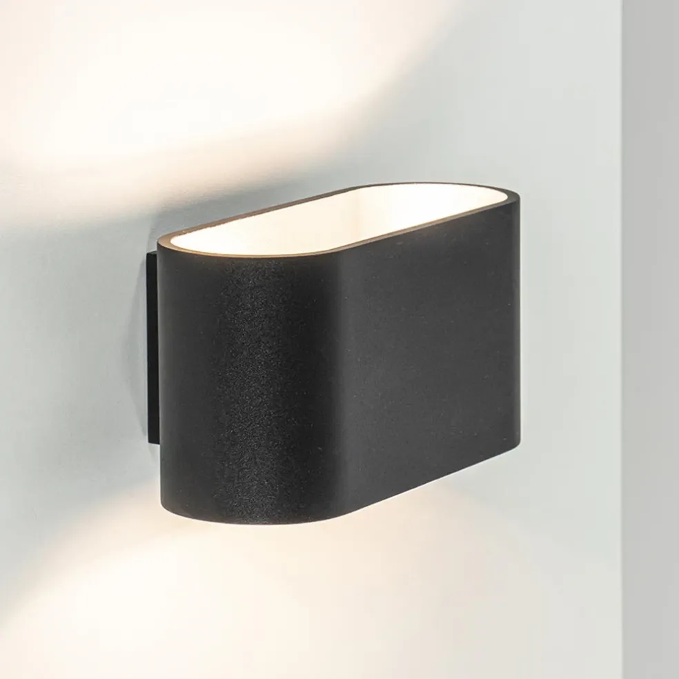 Online Straluma Wandlamp ovaal zwart/zilver g9