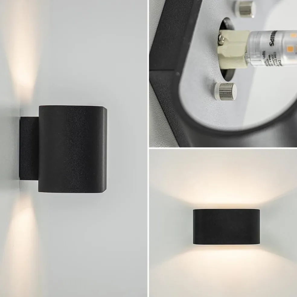 Online Straluma Wandlamp ovaal zwart/zilver g9