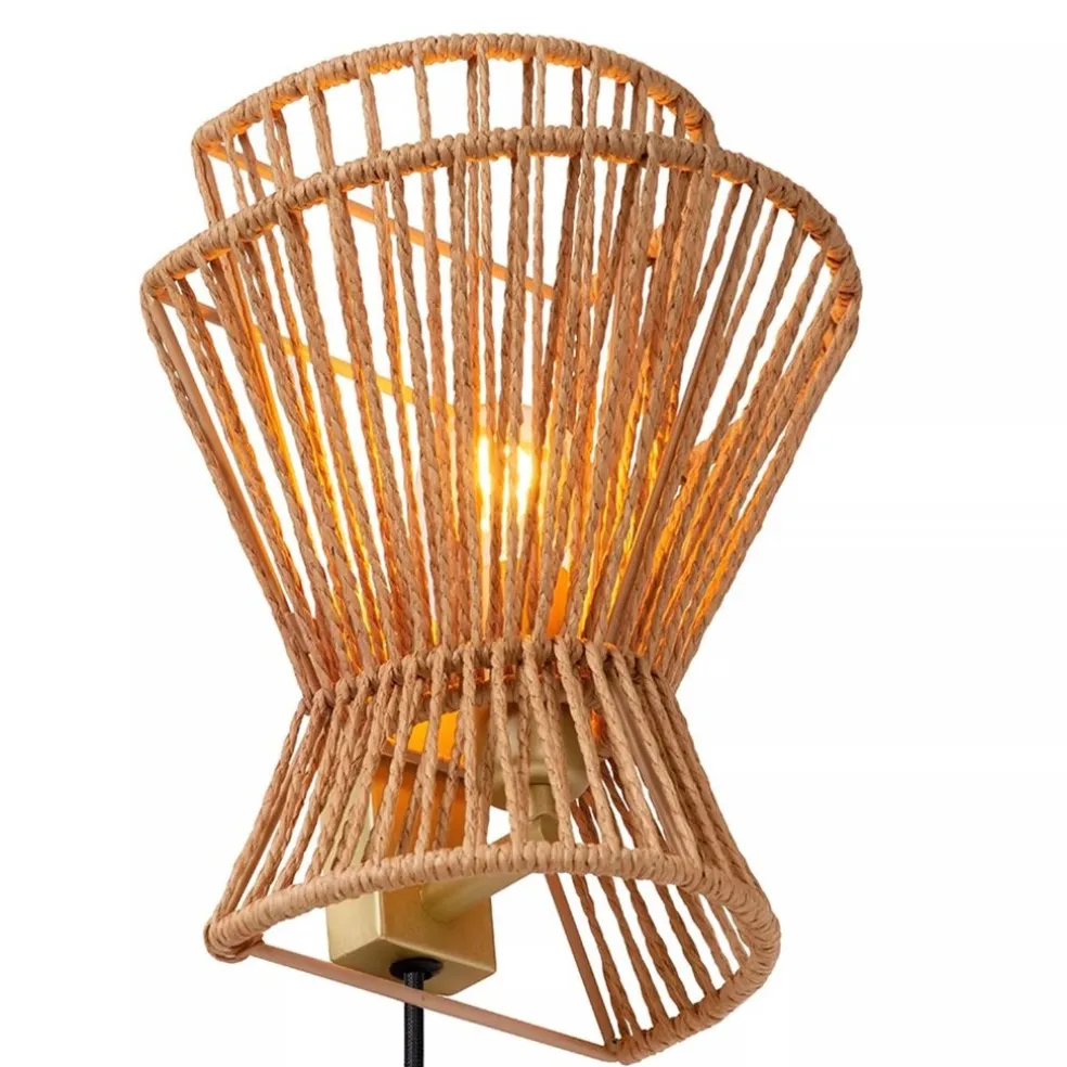 Online Straluma Wandlamp papier naturel met mat goud