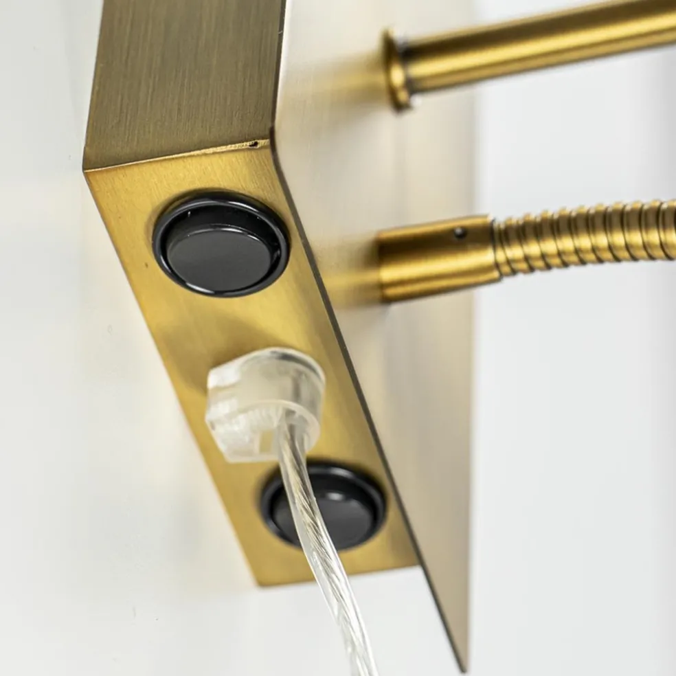Clearance Straluma Wandlamp Regina antiek brons met leesarm exclusief kap