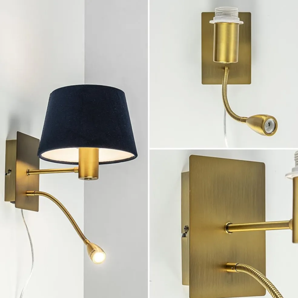 Clearance Straluma Wandlamp Regina antiek brons met leesarm exclusief kap