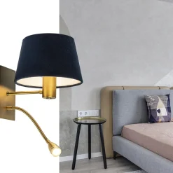 Clearance Straluma Wandlamp Regina antiek brons met leesarm exclusief kap