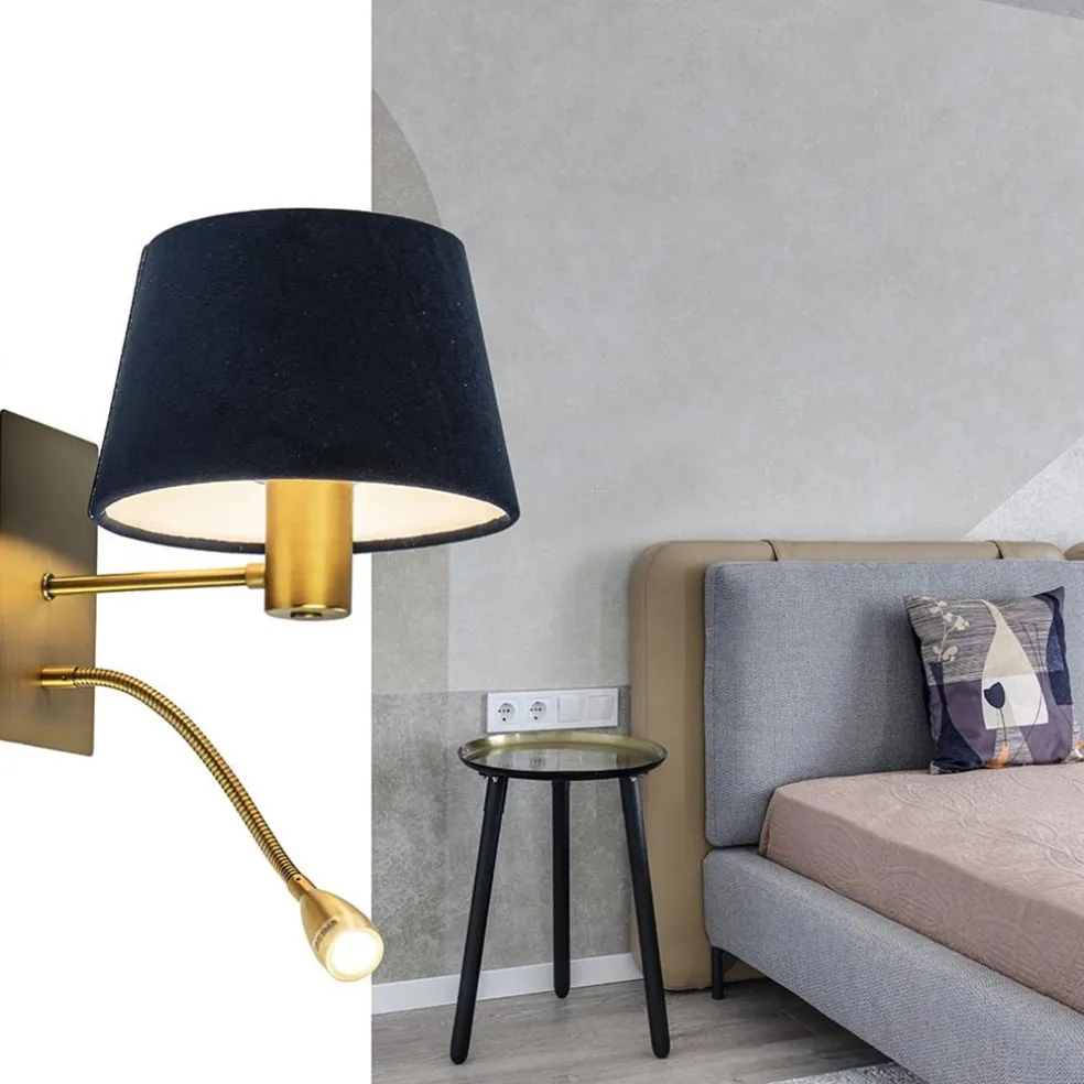 Clearance Straluma Wandlamp Regina antiek brons met leesarm exclusief kap