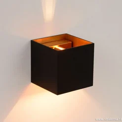 Online Straluma Wandlamp Xio kubus zwart/goud inclusief G9