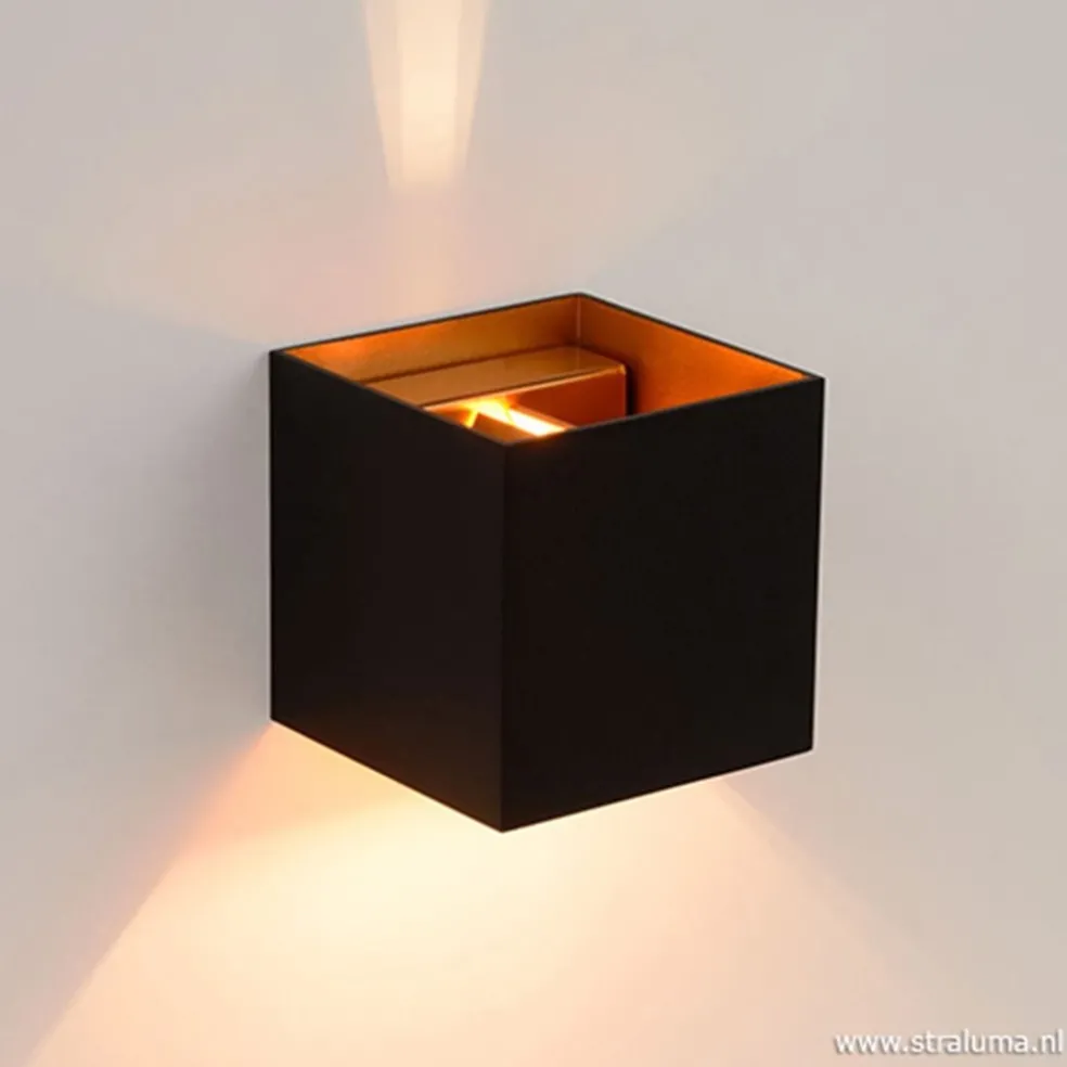 Online Straluma Wandlamp Xio kubus zwart/goud inclusief G9