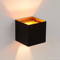 Online Straluma Wandlamp Xio kubus zwart/goud inclusief G9