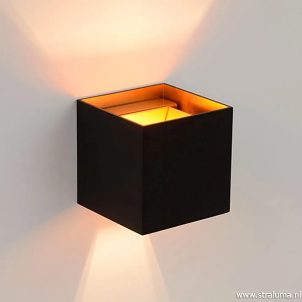 Online Straluma Wandlamp Xio kubus zwart/goud inclusief G9
