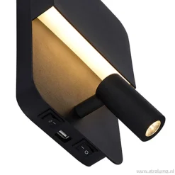Cheap Straluma Wandlamp zwart + leesspot en usb