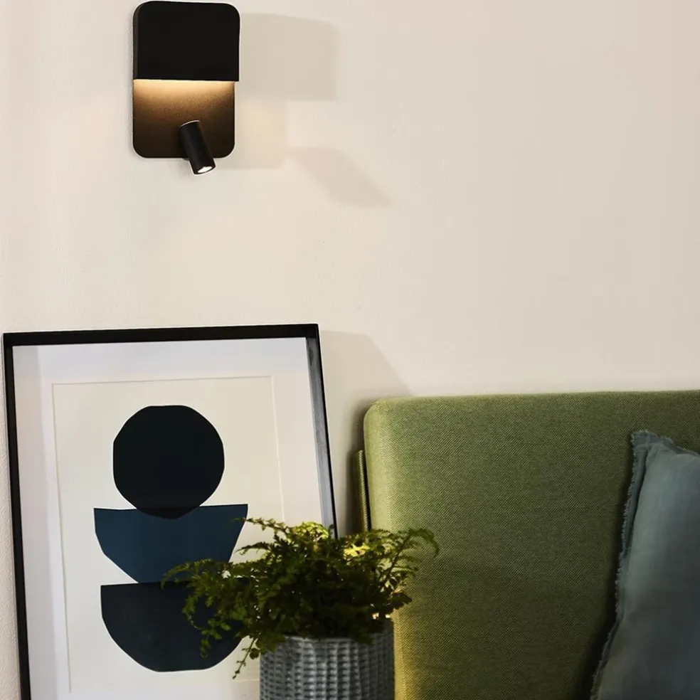 Cheap Straluma Wandlamp zwart + leesspot en usb