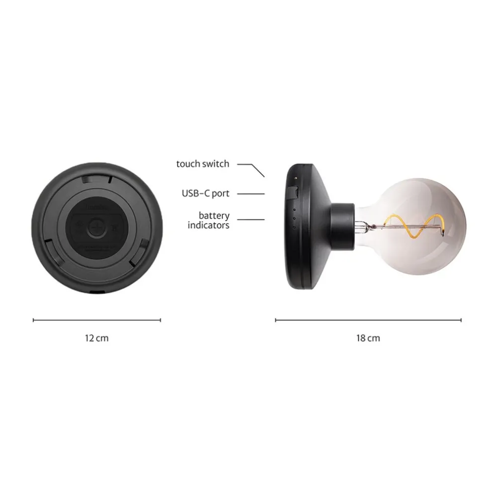 Best Straluma Wandlamp zwart met smoke dimbaar/oplaadbaar