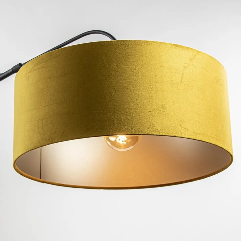 Hot Straluma Wandlamp zwart met velourse kap