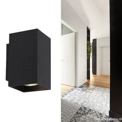 New Straluma Wandlamp zwart rechthoek up+down gu10