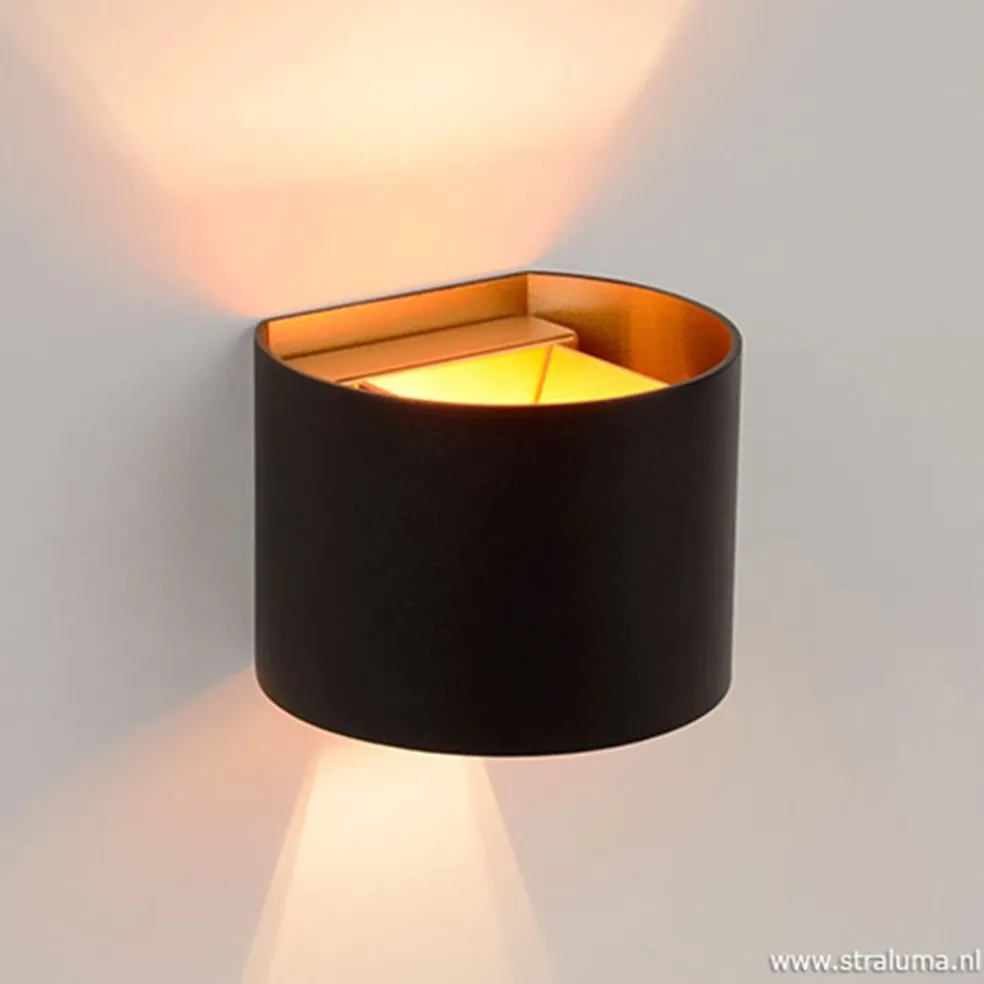 Flash Sale Straluma Wandlamp zwart/goud Xio up+down rond