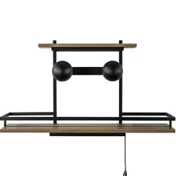 Outlet Straluma Wandlamp/wandrek zwart met houten planken