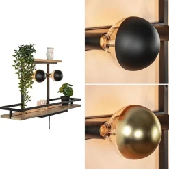 Outlet Straluma Wandlamp/wandrek zwart met houten planken