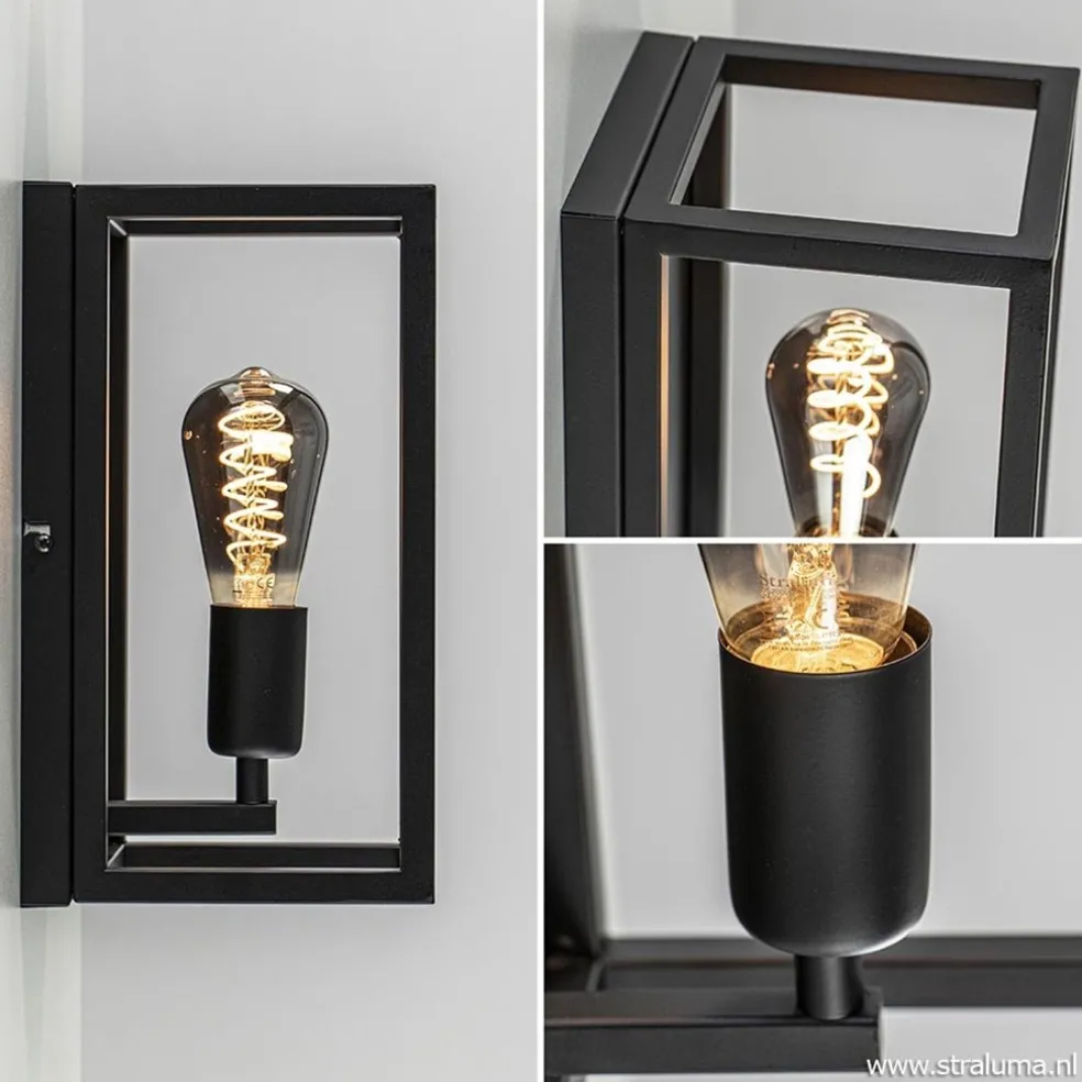 Clearance Straluma Wand-/plafondlamp rechthoek frame zwart