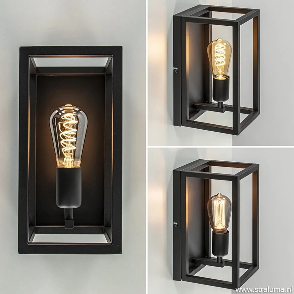 Clearance Straluma Wand-/plafondlamp rechthoek frame zwart